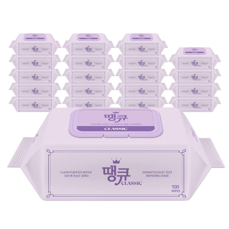 땡큐 물티슈 캡형, 100매, 20개, 230g