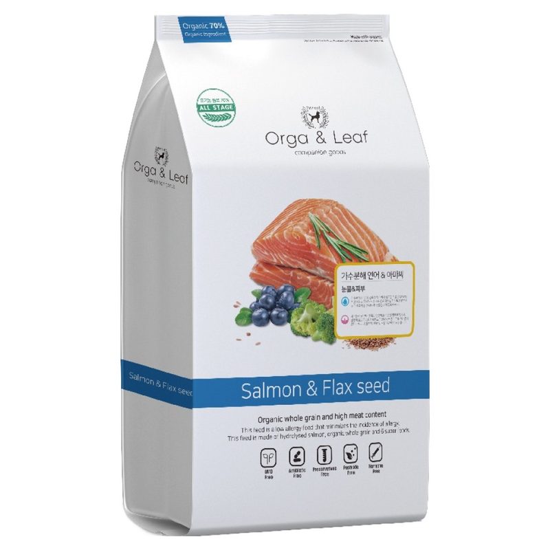 오가앤리프 강아지 가수분해 연어 & 아마씨 사료, 5.6kg, 1