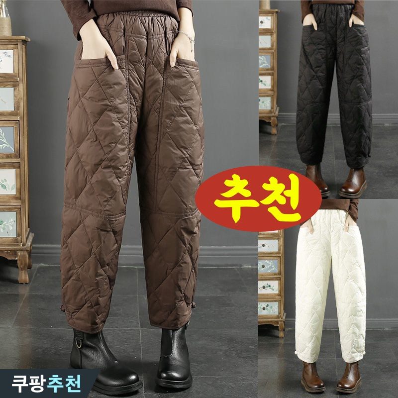 (완전 편한) 90kg까지 빅사이즈 여성 겨울 누빔 패딩 허리 밴딩 두꺼