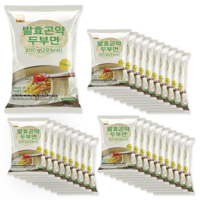 100g당 14.5kcal 빼빼곤약 발효곤약두부면 200g x 30팩, 