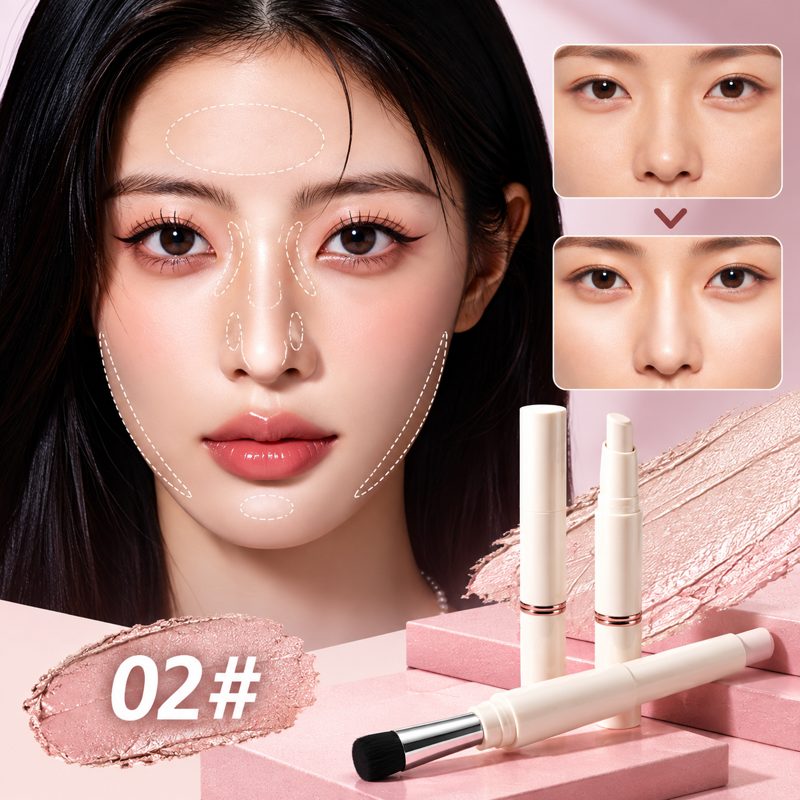 Skyciky 듀얼 쉐딩 스틱 브러쉬 일체형 크림 컨투어링 코 얼굴 윤곽