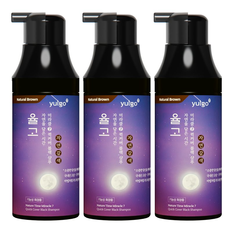 율고 자연을 담은 시간 순한 새치 염색샴푸 자연갈색, 200ml, 3개