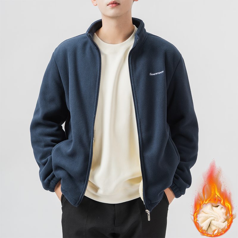 남성 베이직 이중보열 플리스 자켓 점퍼 양털  후리스 집업  빅사이즈 S