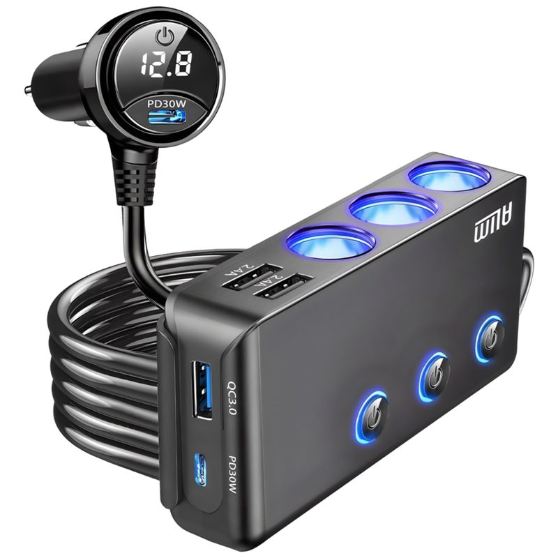 아림 120W 200W 차량용 스위치 멀티 시거잭 소켓 PD 볼트게이지 