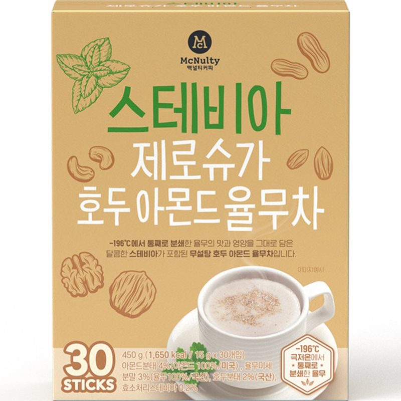 맥널티커피 스테비아 제로슈가 호두 아몬드 율무차, 1개, 30개입, 15