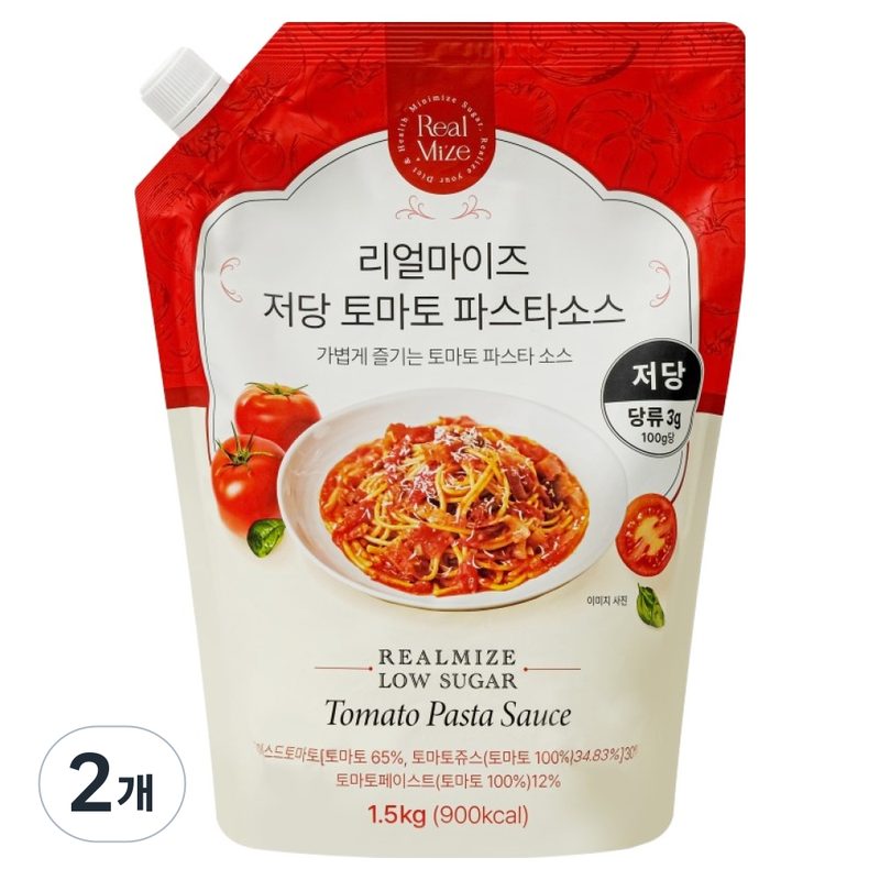 리얼마이즈 저당 토마토 파스타소스, 1.5kg, 2개