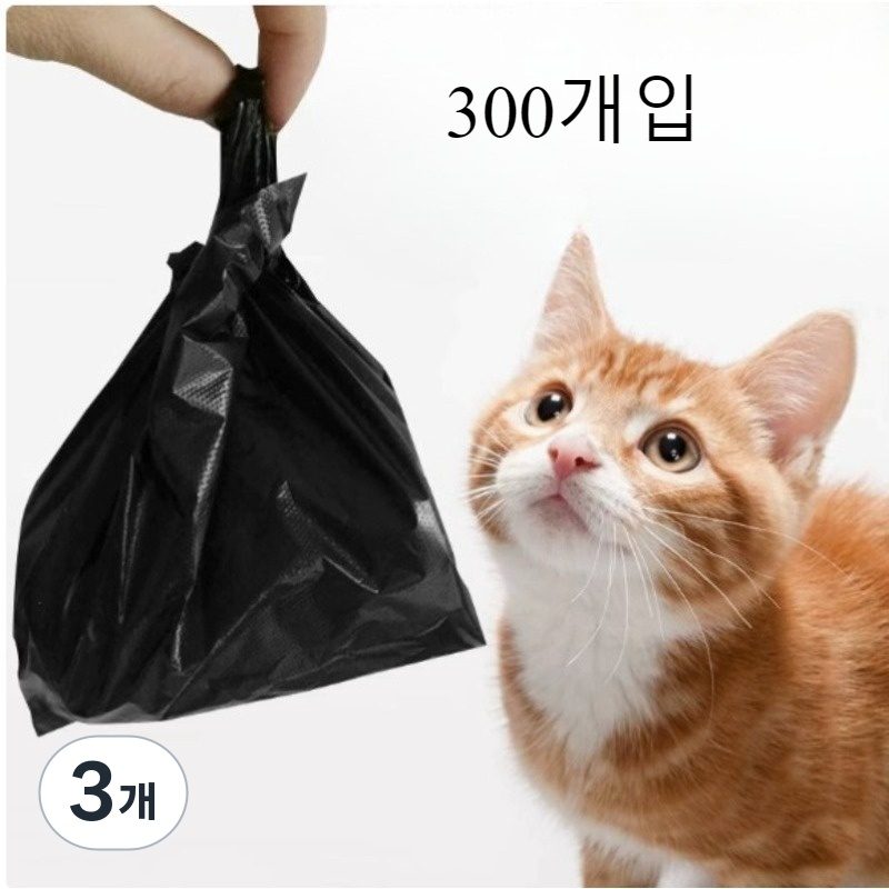 반려동물 풉백 리필형 배변봉투, 블랙, 3개, 300개입, 블랙
