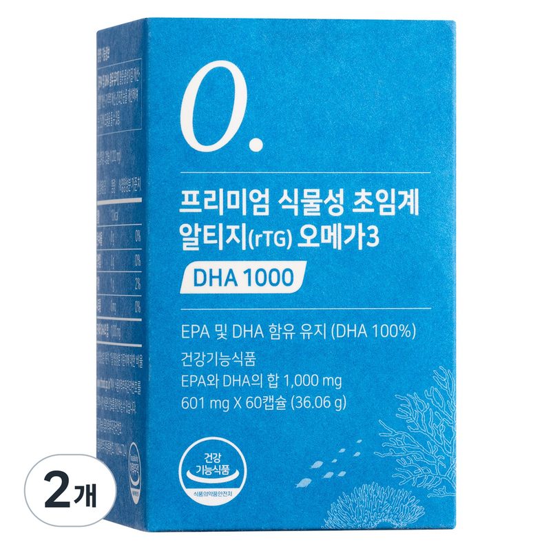 뉴트리모어 프리미엄 식물성 초임계 알티지 오메가3 DHA 1000 임산부 영양제 36.06g, 60정, 1개