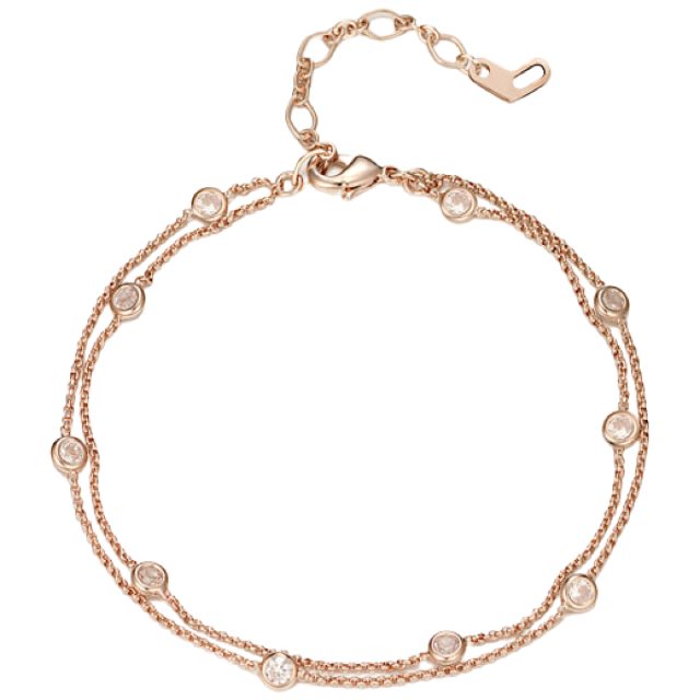 [엘르주얼리] 14K GOLD PLATED 엣지 큐빅 레이어드 두줄 팔찌
