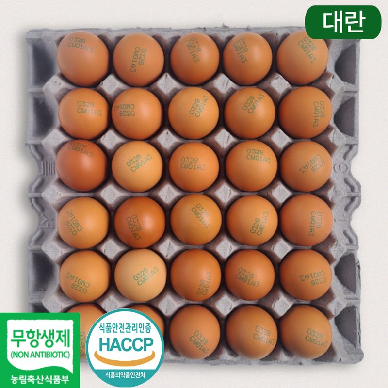 [제이피농장] 난각번호 3번 무항생제 계란 신선한 대란 HACCP, 1개