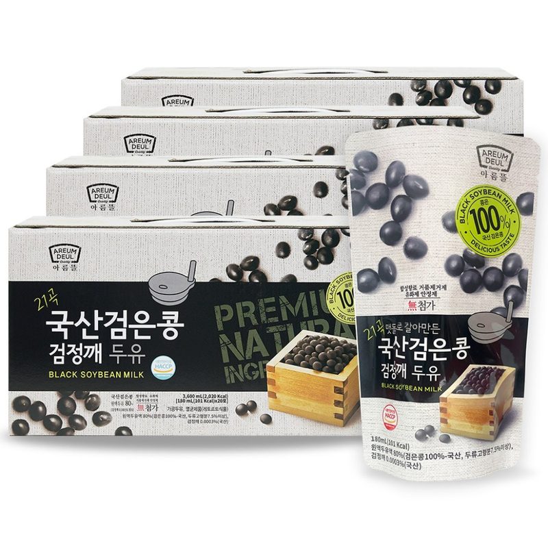아름뜰 맷돌로 갈아만든 국산검은콩 검정깨두유, 180ml, 80개