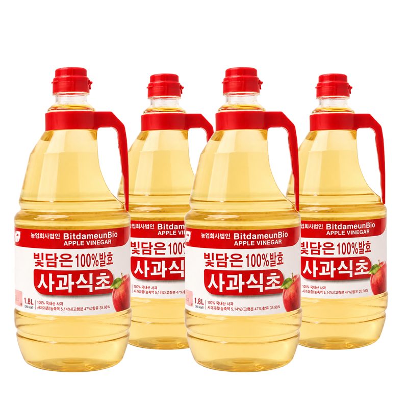 빛담은 사과 식초 대용량 주방용 발효 비니거 1.8L, 4개, 1.8L