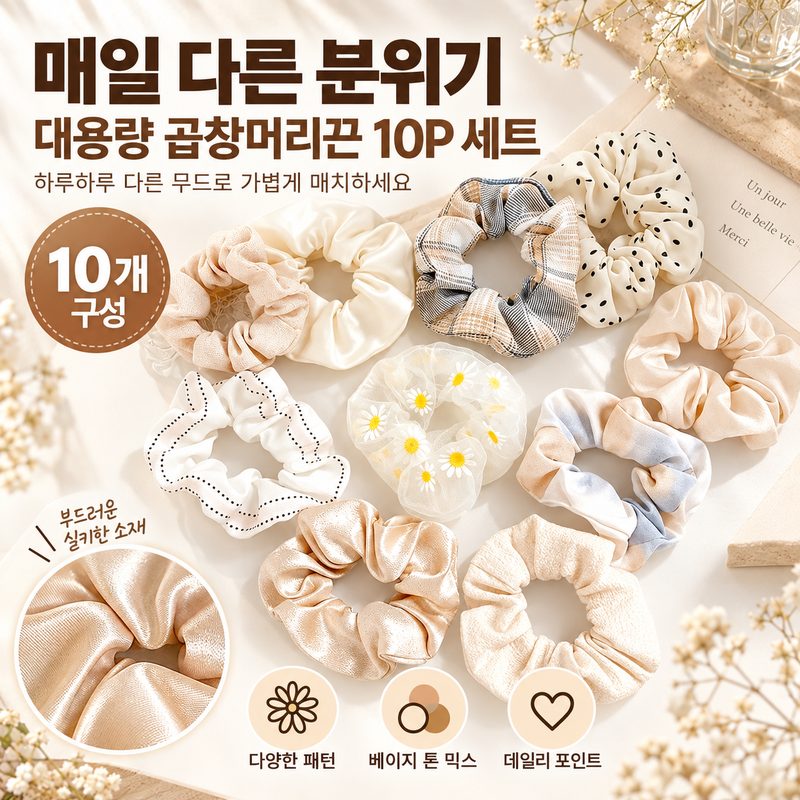 매일 다른 분위기 대용량 곱창머리끈 10p 세트