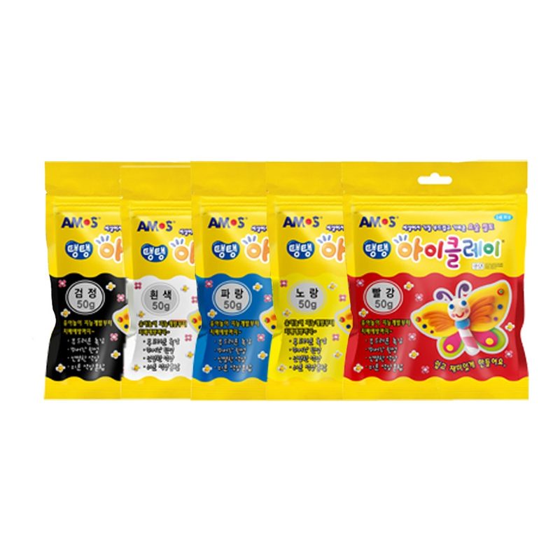 [아모스] 탱탱 아이클레이 키즈 50g 5색 1세트 무료배송, 흰색, 검